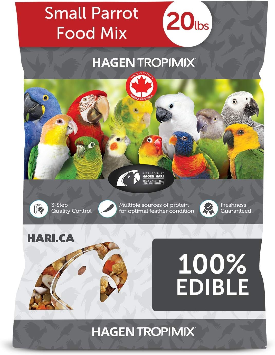 Hari Hagen Tropimix small parrot food bag nutritional information label