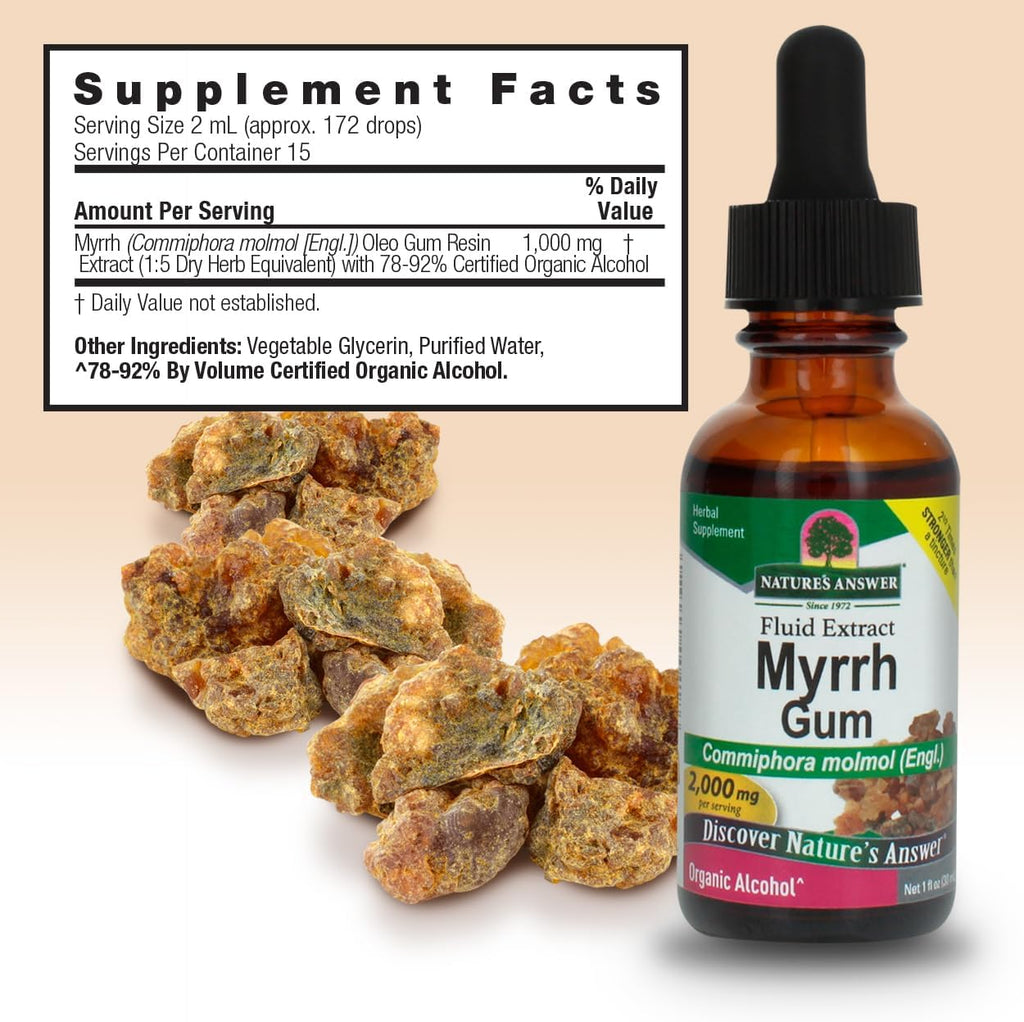 Authentic USA sourced myrrh extract dropper bottle for gum health