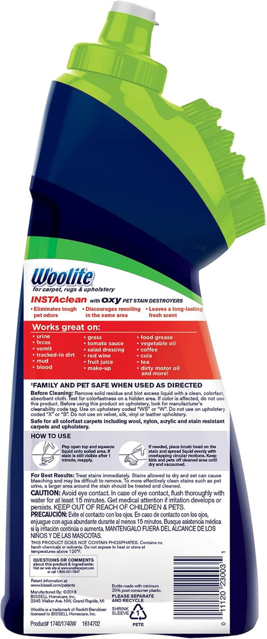 Bissell InstaClean bottle showing integrated scrub brush head