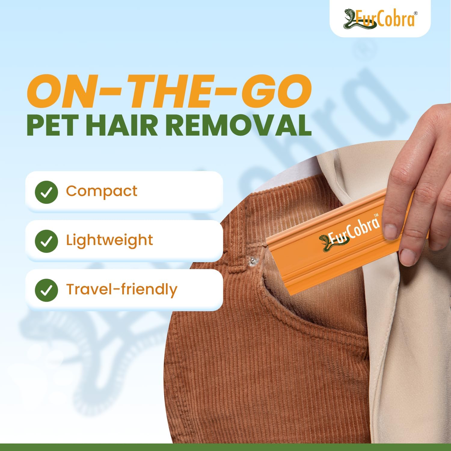 FurCobra hair remover cleaning a carpeted surface
