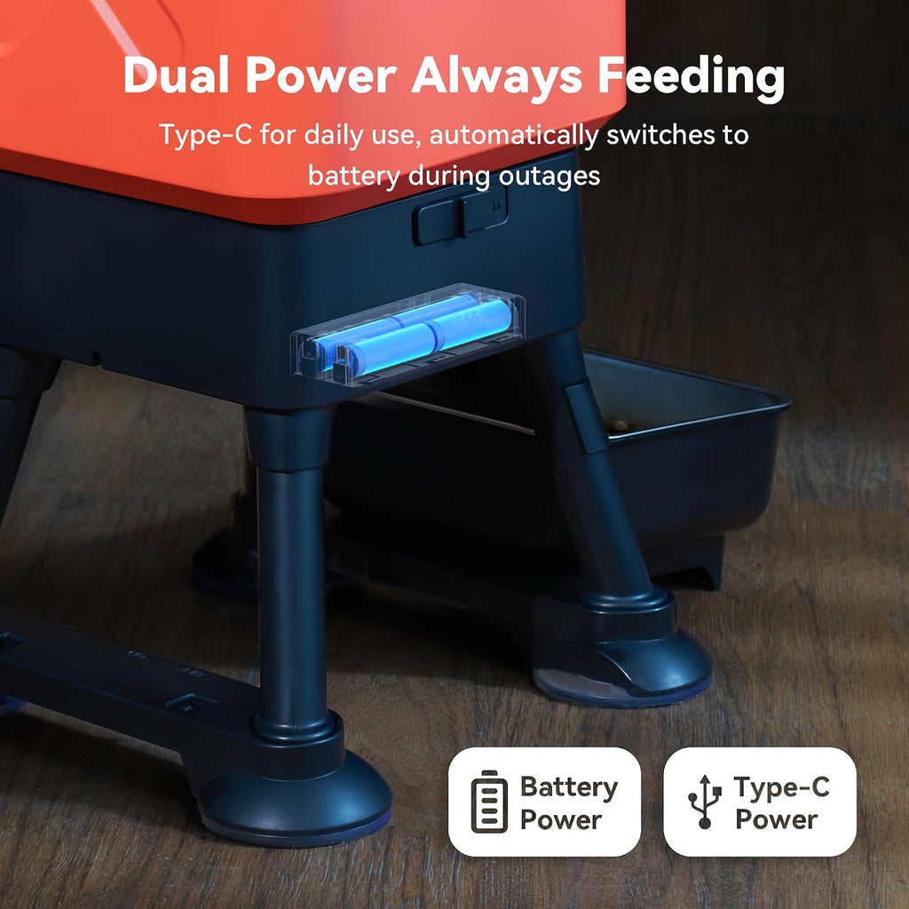 Molly And Cody premium imported automatic dog feeder holding large kibble and freeze dried food mixes.