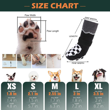 Close up of Expawlorer reflective dog socks on a wooden floor