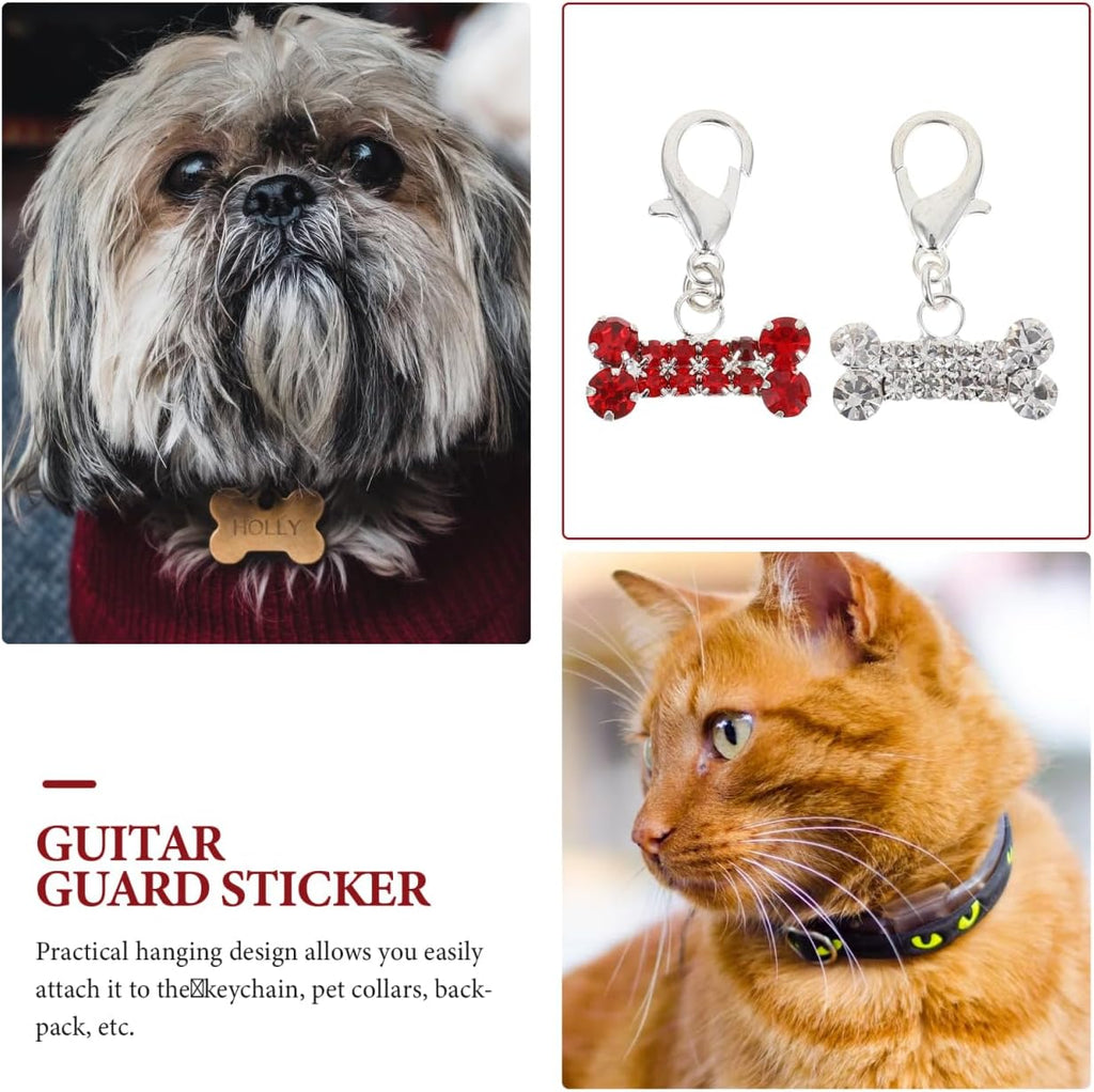 Detailed view of rhinestone bone dog collar charm