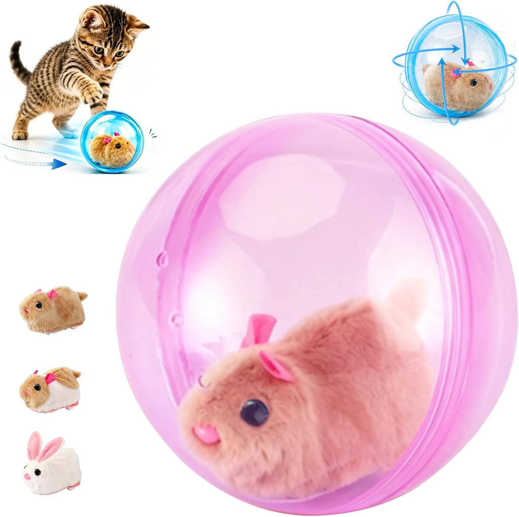 Cat chasing Sidmund interactive blue rolling mouse toy