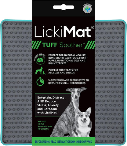 LickiMat Tuff Heavy-Duty Soother Dog Slow Feeder Lick Mat Turquoise front view