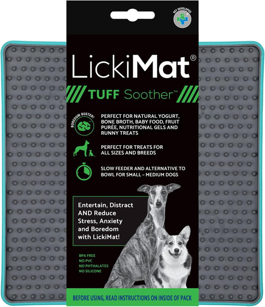 LickiMat Tuff Heavy-Duty Soother Dog Slow Feeder Lick Mat Turquoise front view