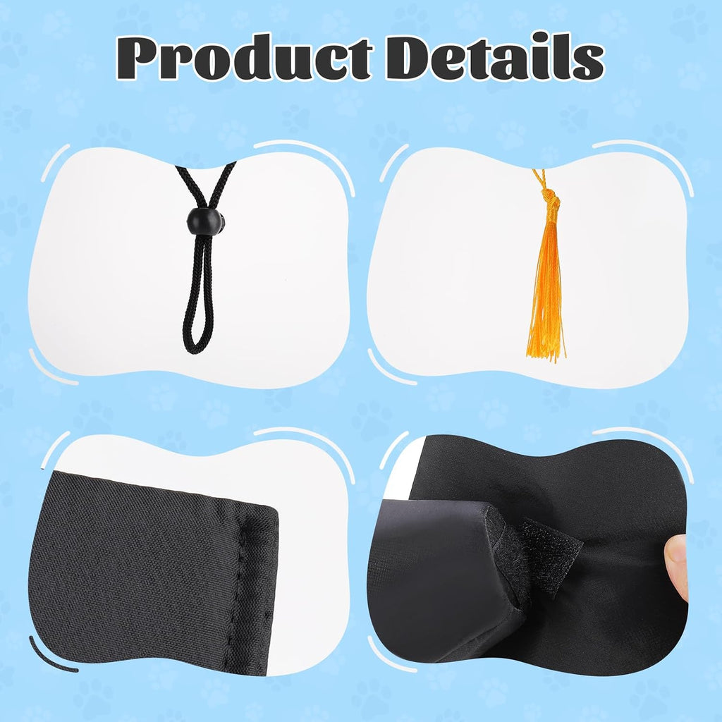 Adjustable pet graduation cap with 2026 gold tassel close up view