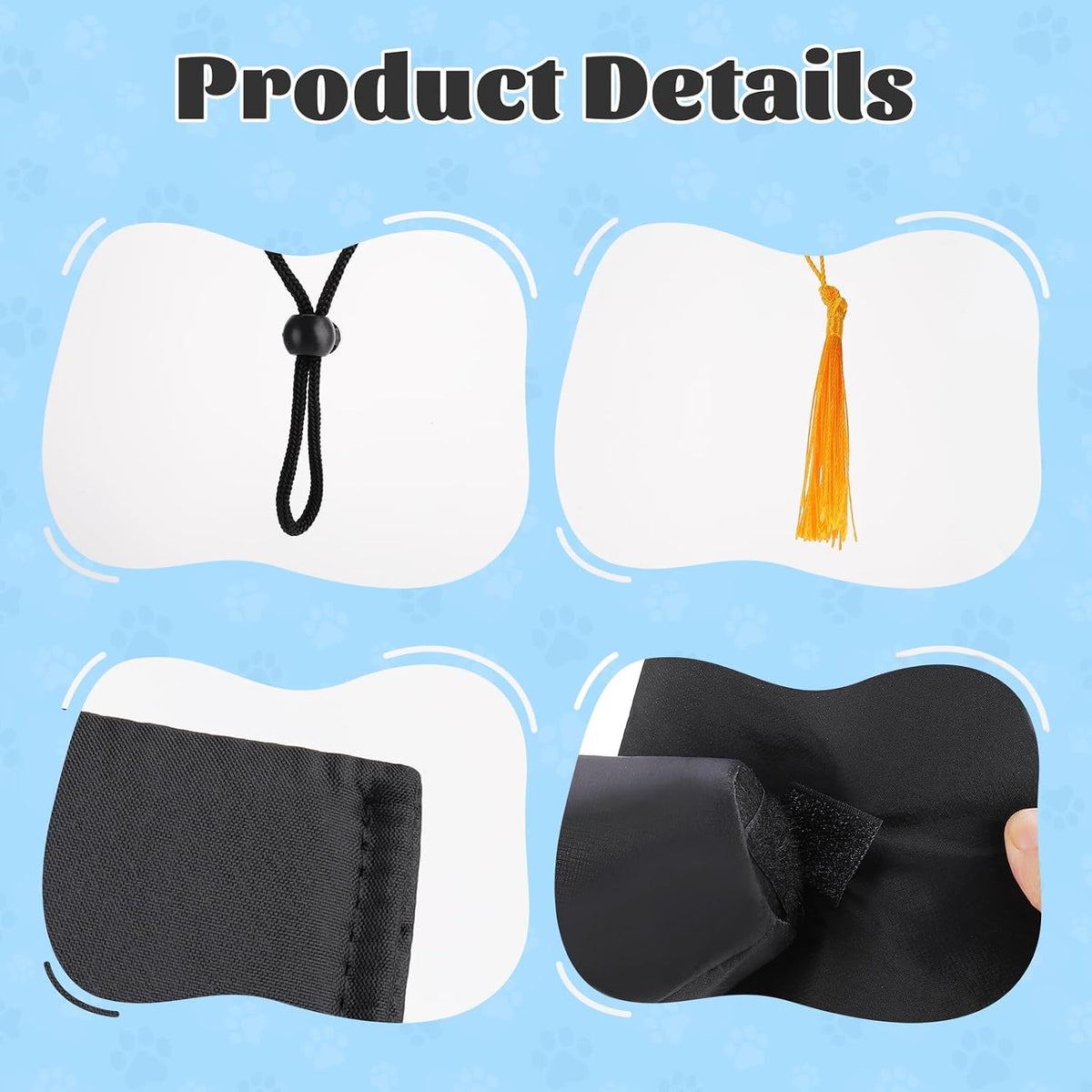 Adjustable pet graduation cap with 2026 gold tassel close up view