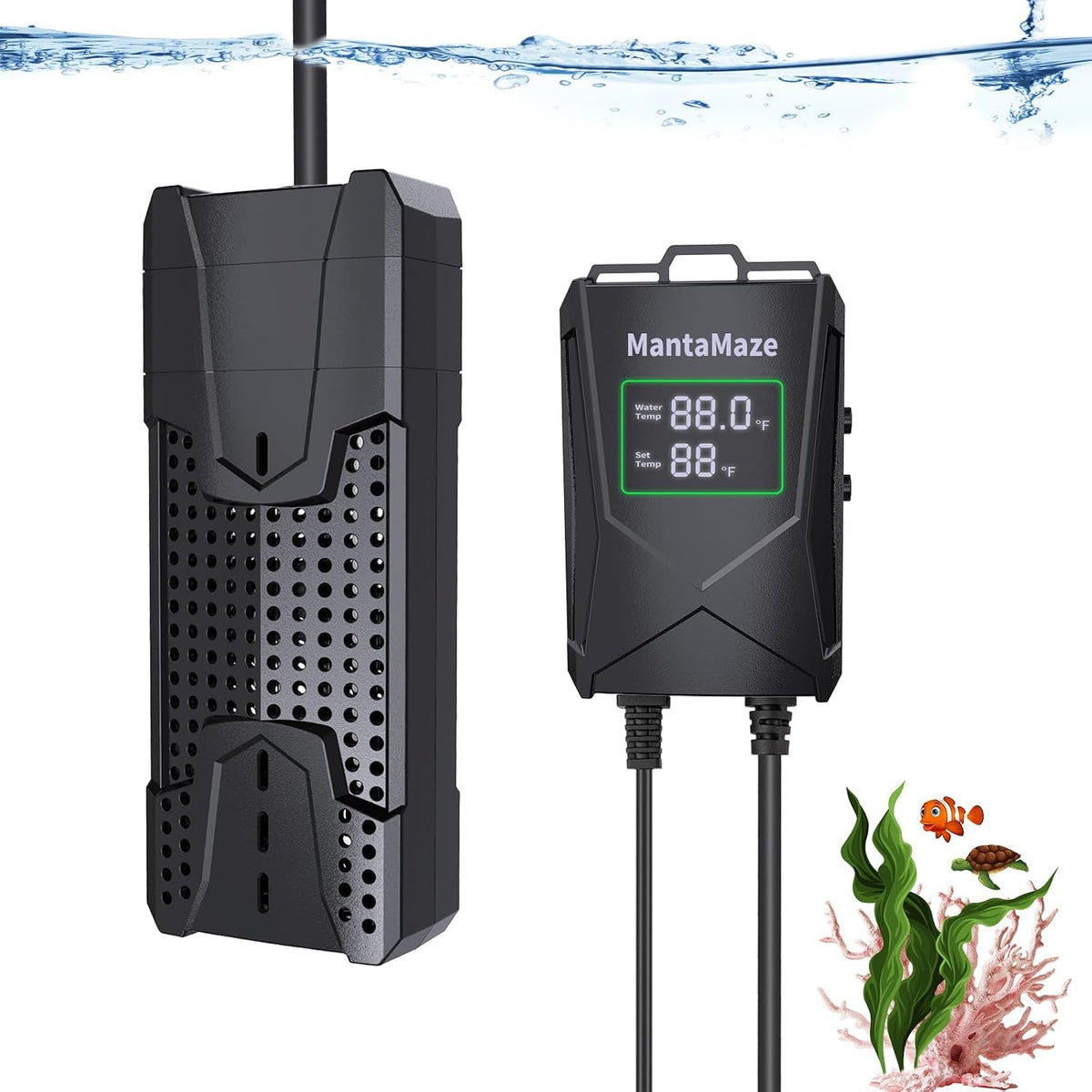 MantaMaze aquarium heater digital controller and heating element