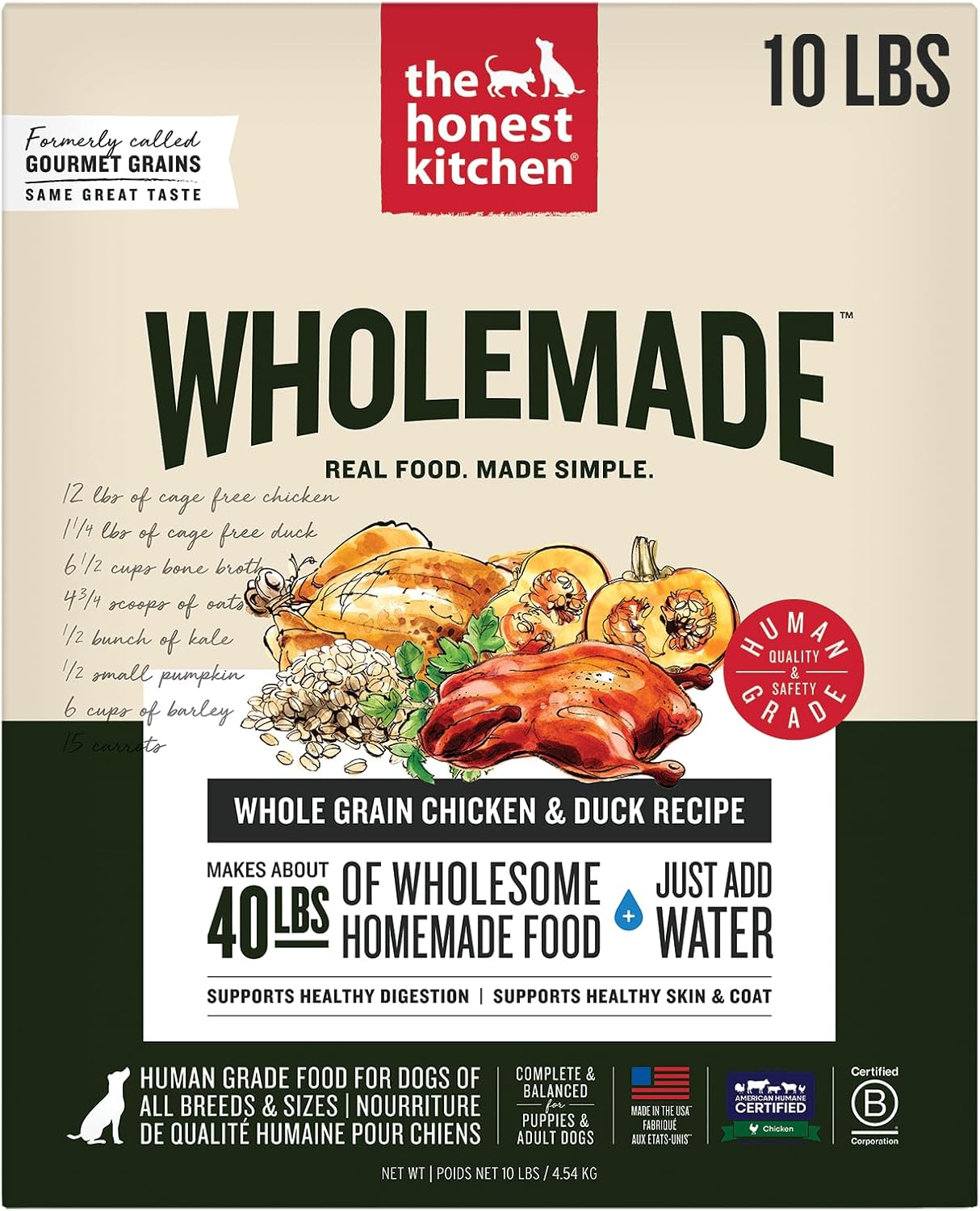 The Honest Kitchen Human Grade Wholemade(TM) Dehydrated Dog Food, Whole Grain Dog Food, Beef & Salmon, 4 lb (makes 16lbs) - Image 10