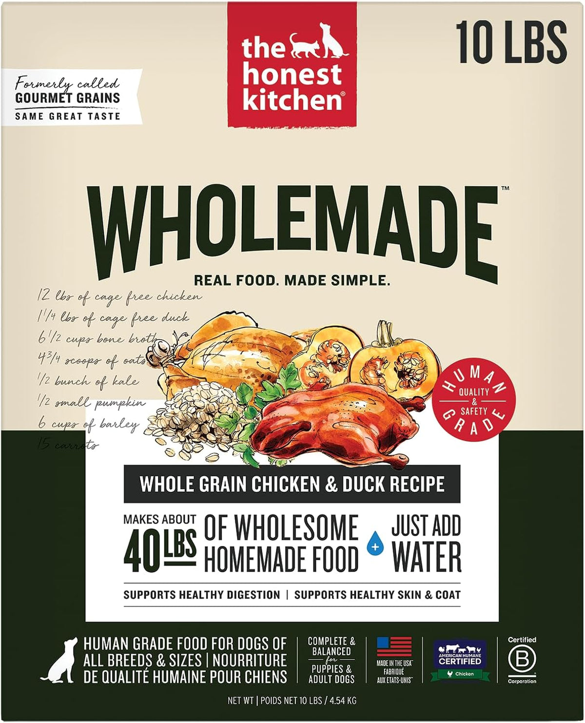 The Honest Kitchen Human Grade Wholemade(TM) Dehydrated Dog Food, Whole Grain Dog Food, Beef & Salmon, 4 lb (makes 16lbs) - Image 10