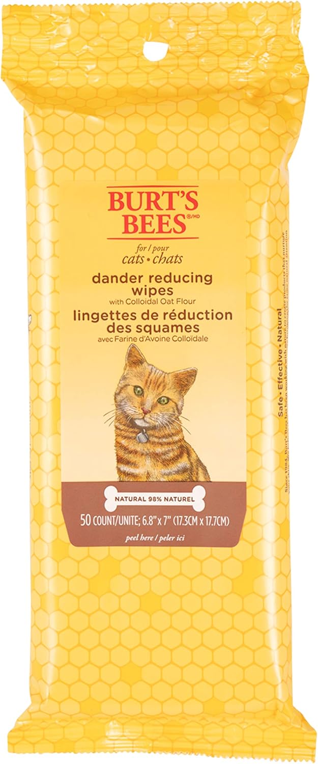 Burt's Bees natural cat grooming wipes 6 pack stack