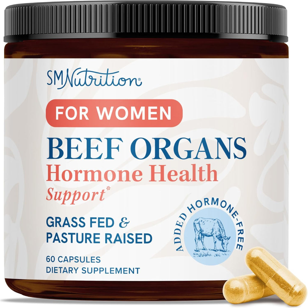 Balans Co women's beef organ supplement front view bottle