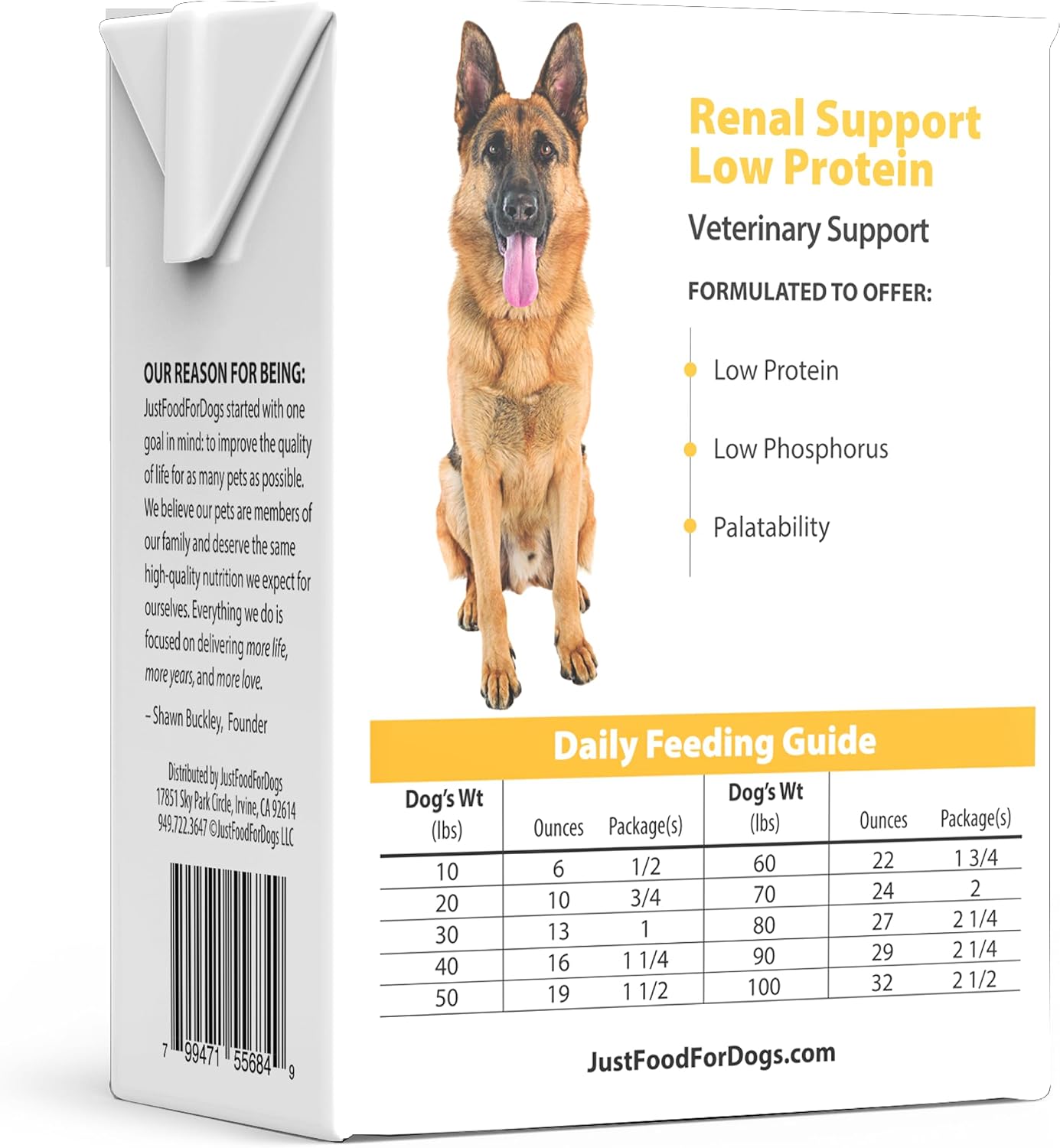 JustFoodForDogs prescription diet for canine kidney health premium ingredients close up