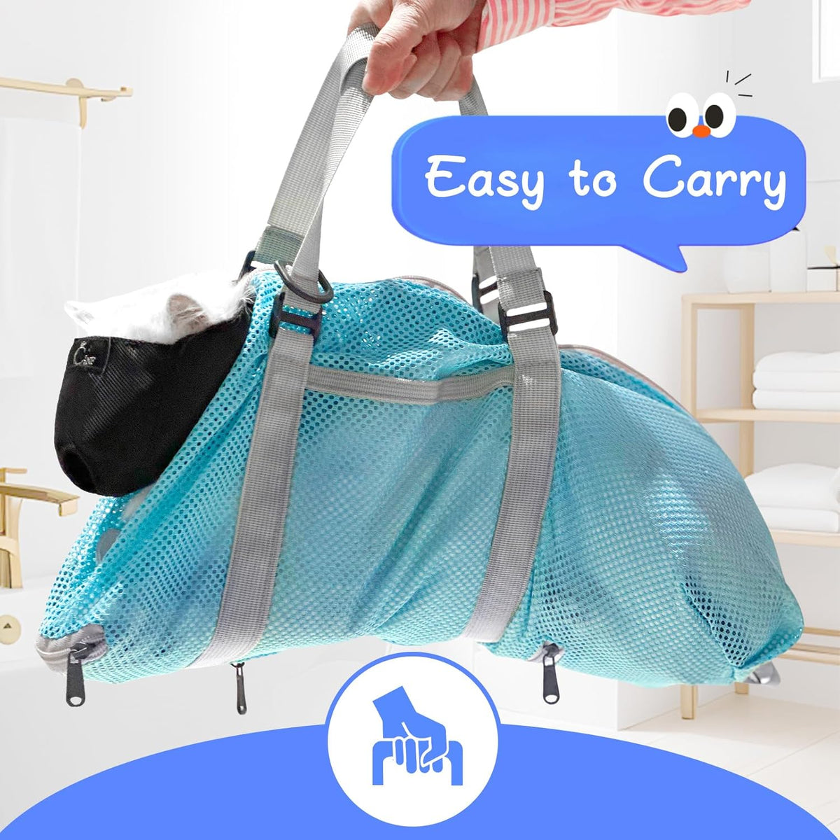 USA imported professional cat bathing and dental cleaning mesh sack