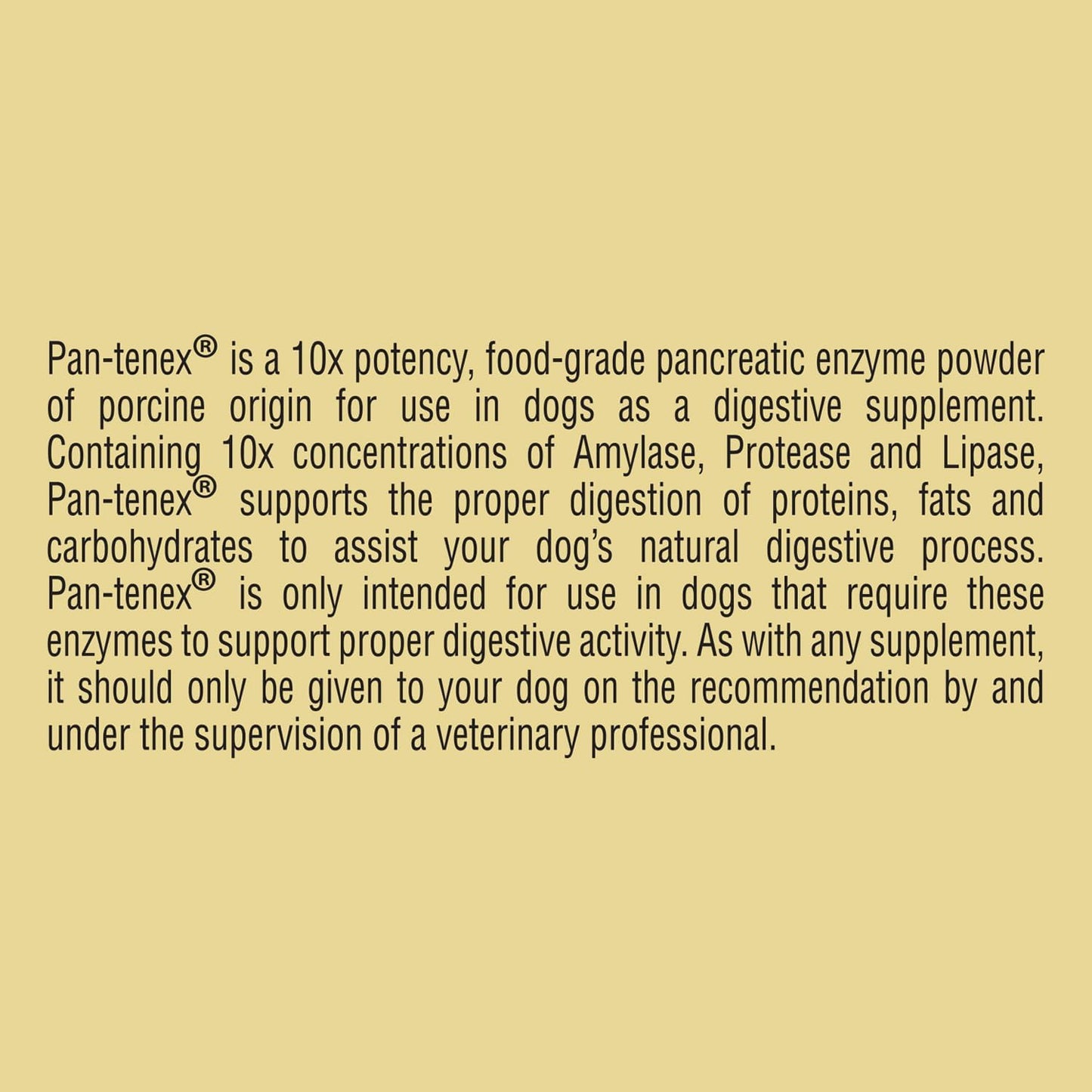 Pan-tenex 10x Digestive Enzymes 250 grams jar side profile