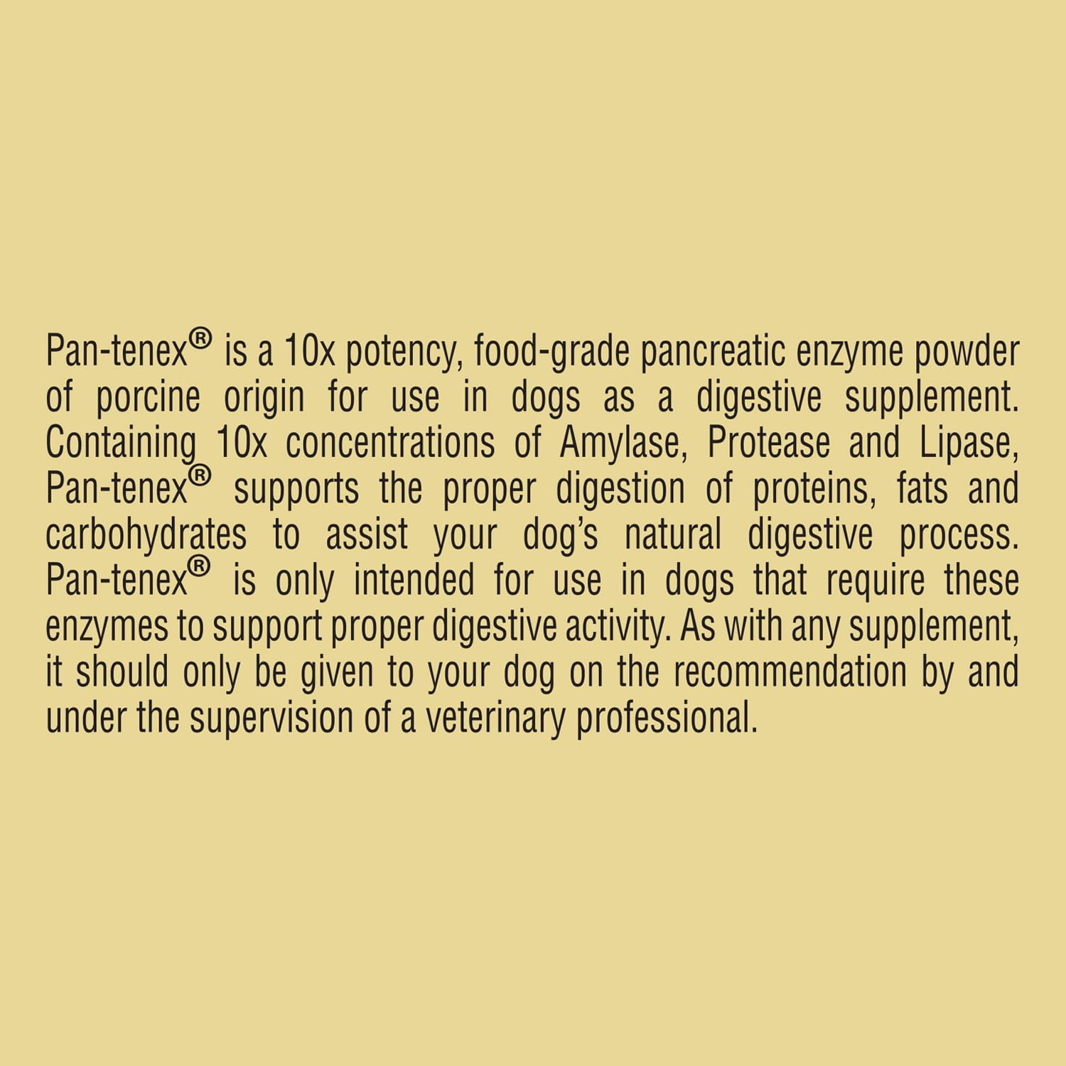 Pan-tenex 10x Digestive Enzymes 250 grams jar side profile