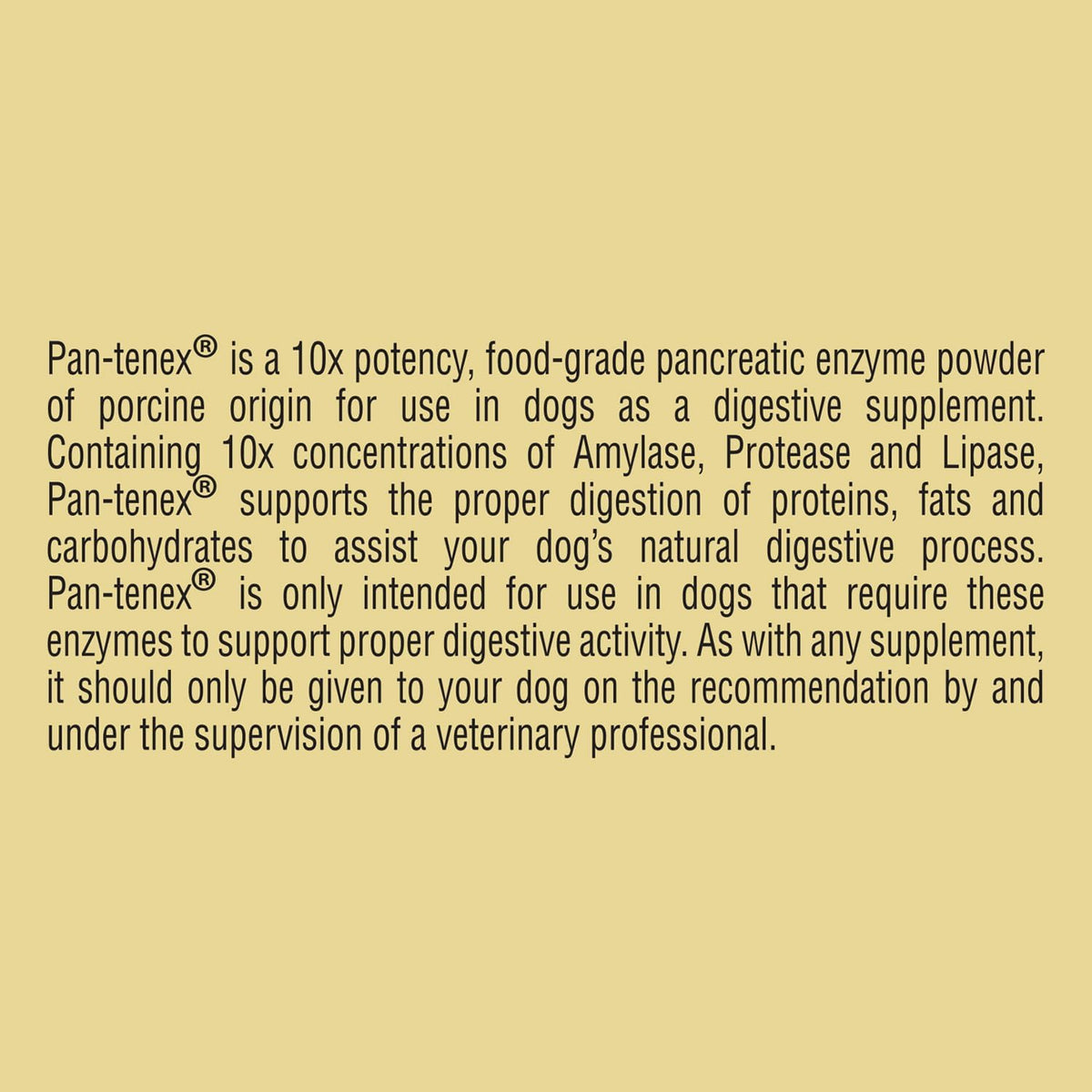 Pan-tenex 10x Digestive Enzymes 250 grams jar side profile