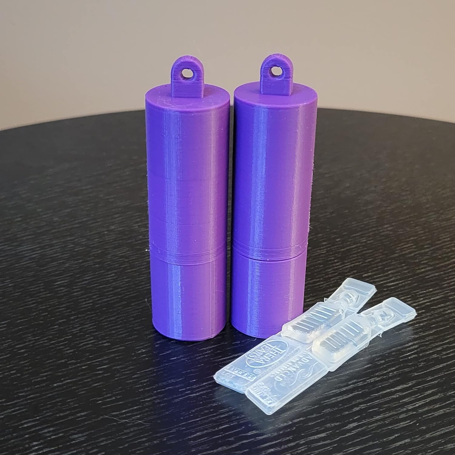 Znet3D pocket eye drop vial holder front view of purple case