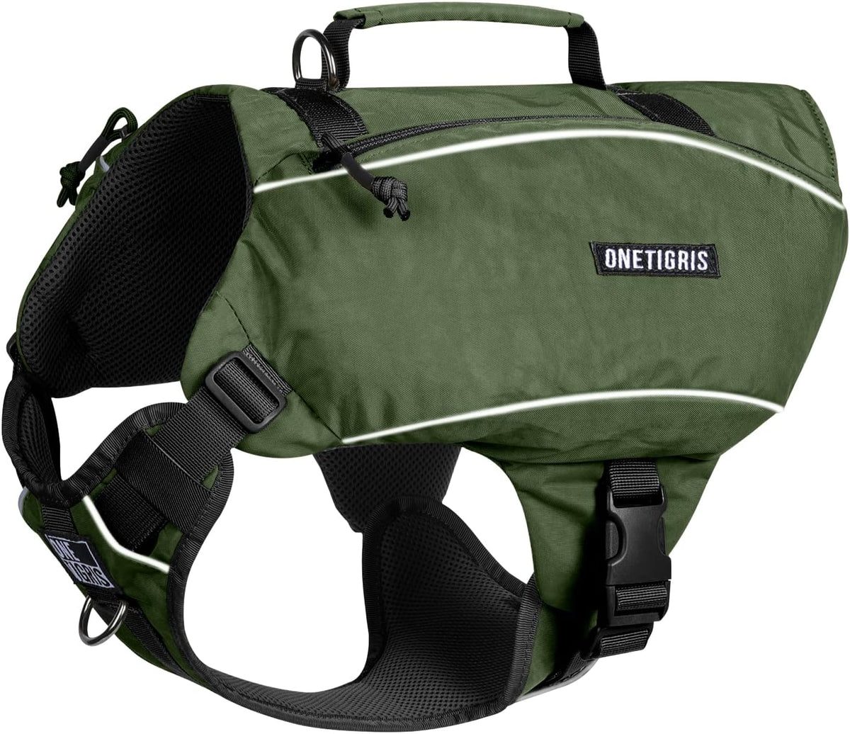 ONETIGRIS Y-Shaped Dog Backpack with Handle, Pockets & No Pull D-Rings, Lightweight Hiking Gear for Dogs Hunting Camping Travel (Medium, Green) - Image 11