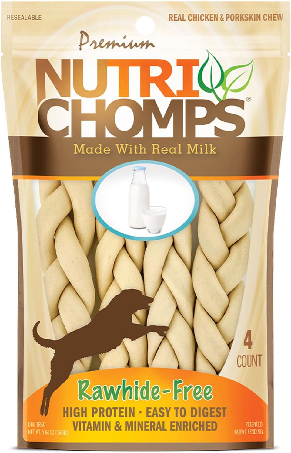NutriChomps Dog Chews, 6-inch Braids, Easy to Digest, Rawhide-Free Dog Treats, Healthy, Real Chicken, Peanut Butter and Milk flavors, Pack of 4 - Image 13