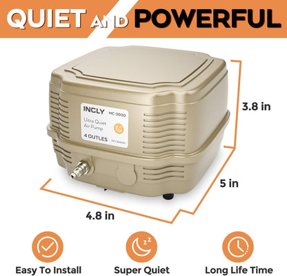 Side profile of Incly ultra quiet electromagnetic aquarium aerator
