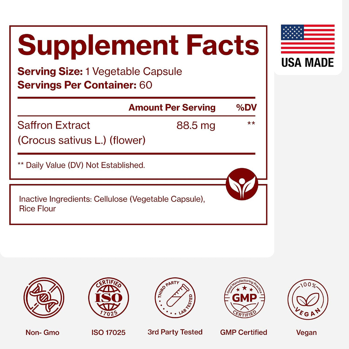 Pure Micronutrients pure saffron extract capsules close up