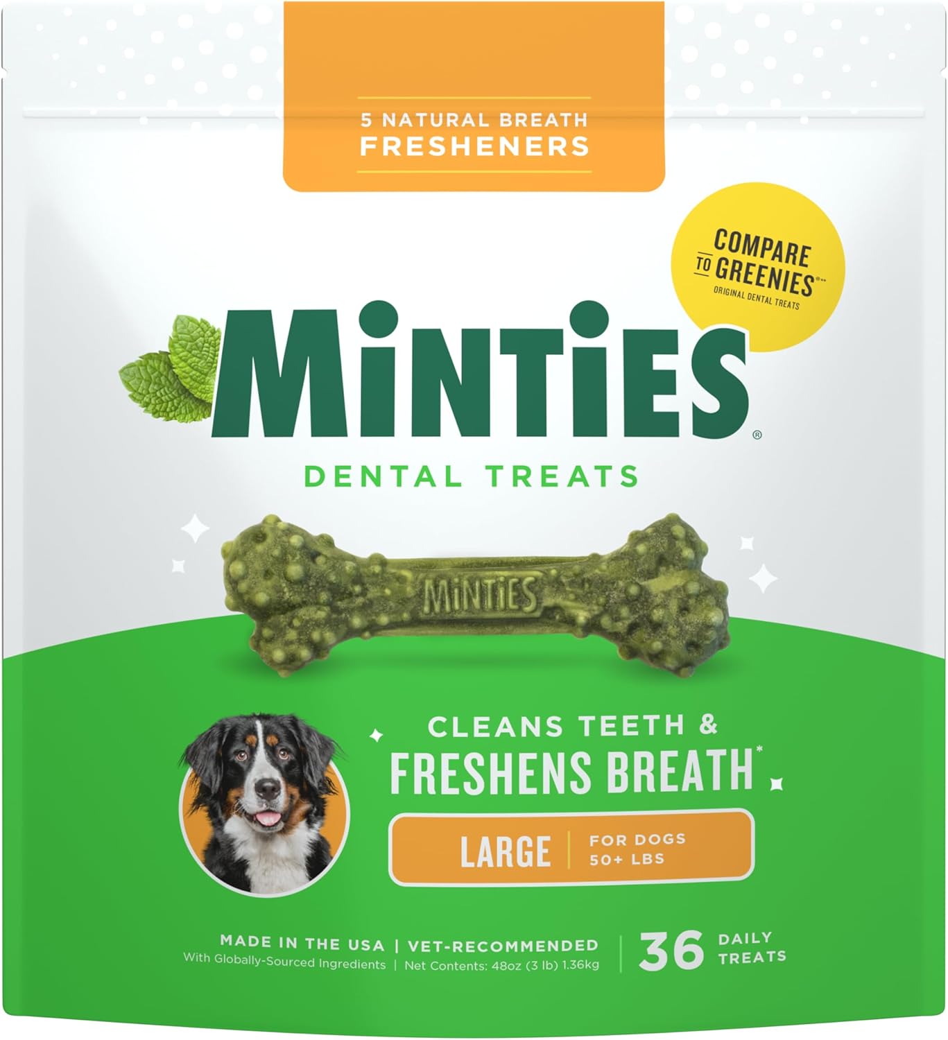 Minties Dental Chews for Dogs, 60 Count, Vet-Recommended Mint-Flavored Dental Dog Treats for Medium Dogs, Bones Clean Teeth, Fight Bad Breath, and Removes Plaque and Tartar - Image 14