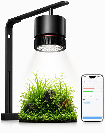 FZONE nano led mount system installed on a rimless freshwater aquascape layout.