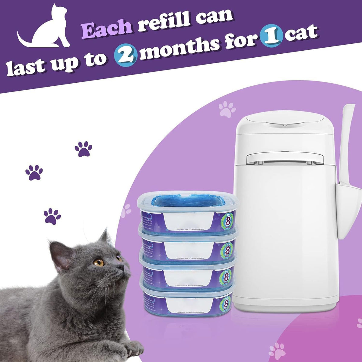 Two pack of 5-Star unscented continuous roll cat litter refills for effective indoor odor management.