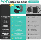 Side view of Vinsufy pet hair remover mitt on hand showing mesh texture