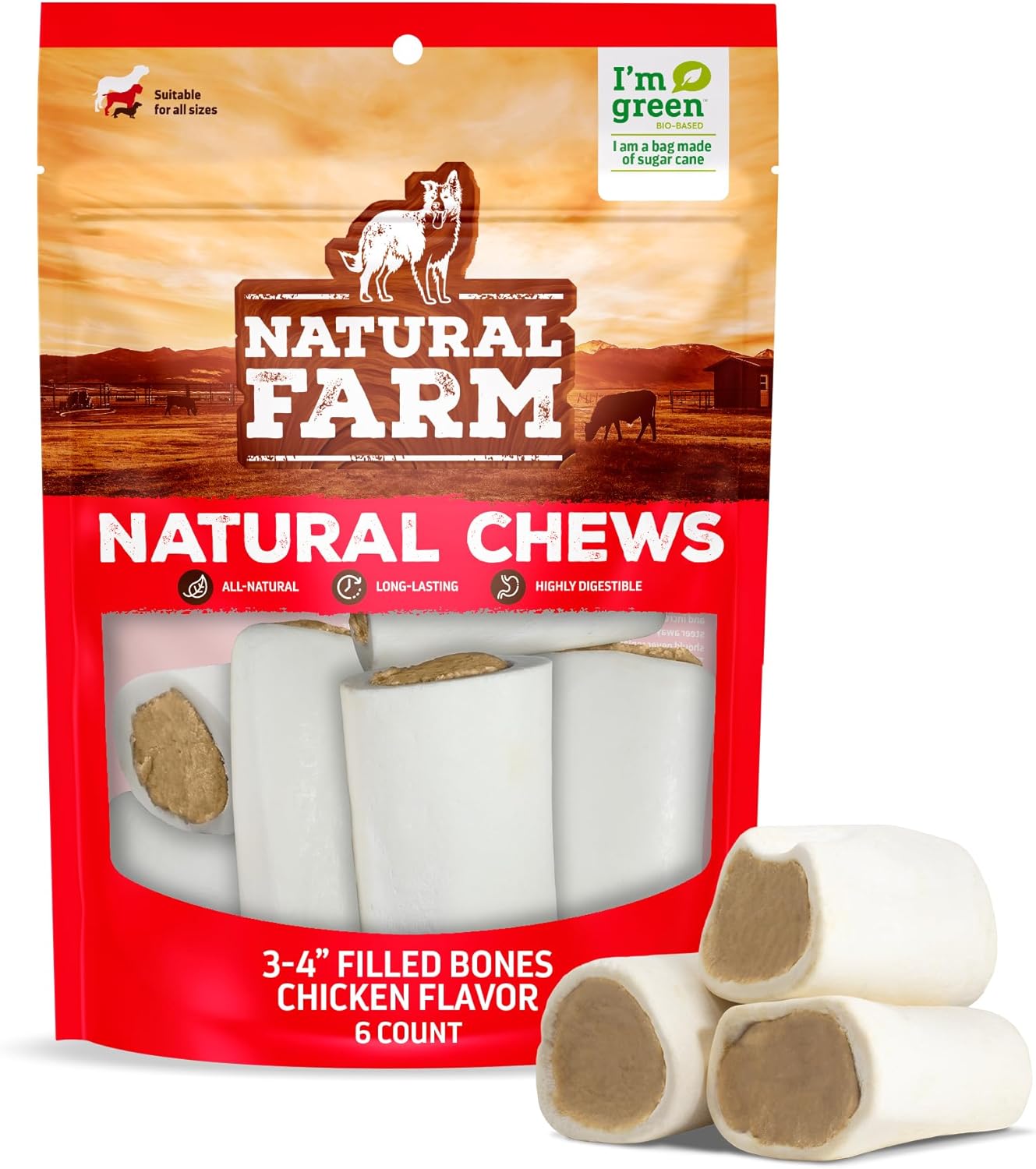 Natural Farm Peanut Butter Filled Bones (3-4 Inch, 6 Count), Limited Ingredient, Natural Stuffed Dental Dog Bone Treats for Dogs, Made with Real Beef - Image 14