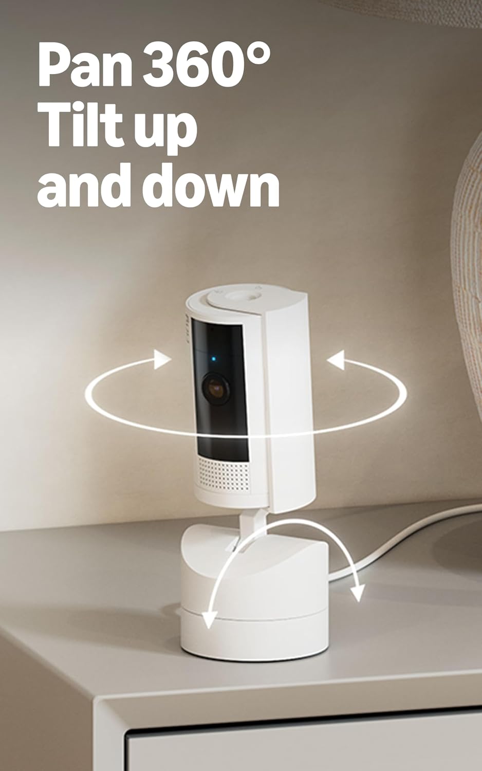 Ring Pan-Tilt camera white housing close-up
