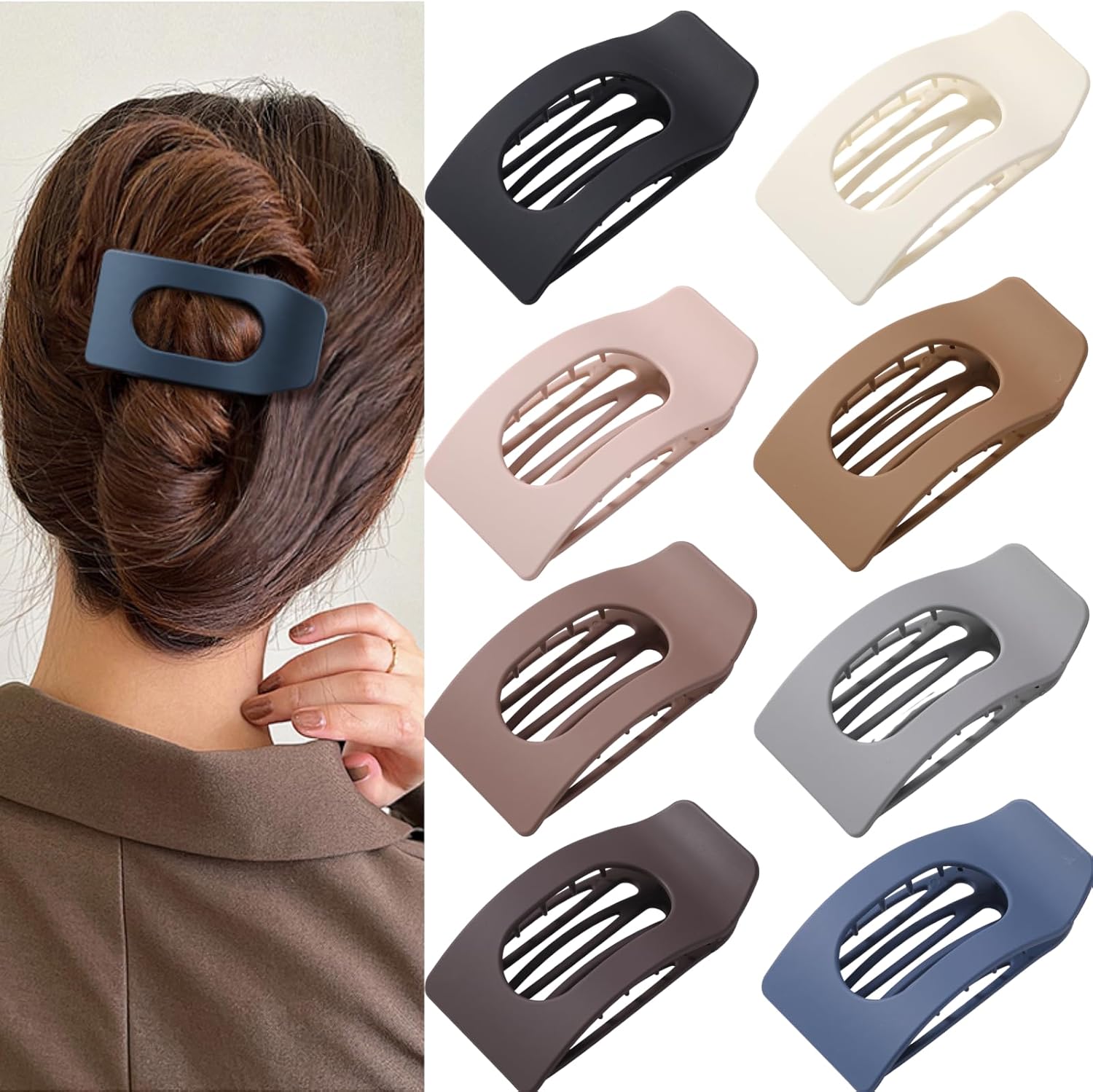 Drealoe flat matte rectangle hair clips front view