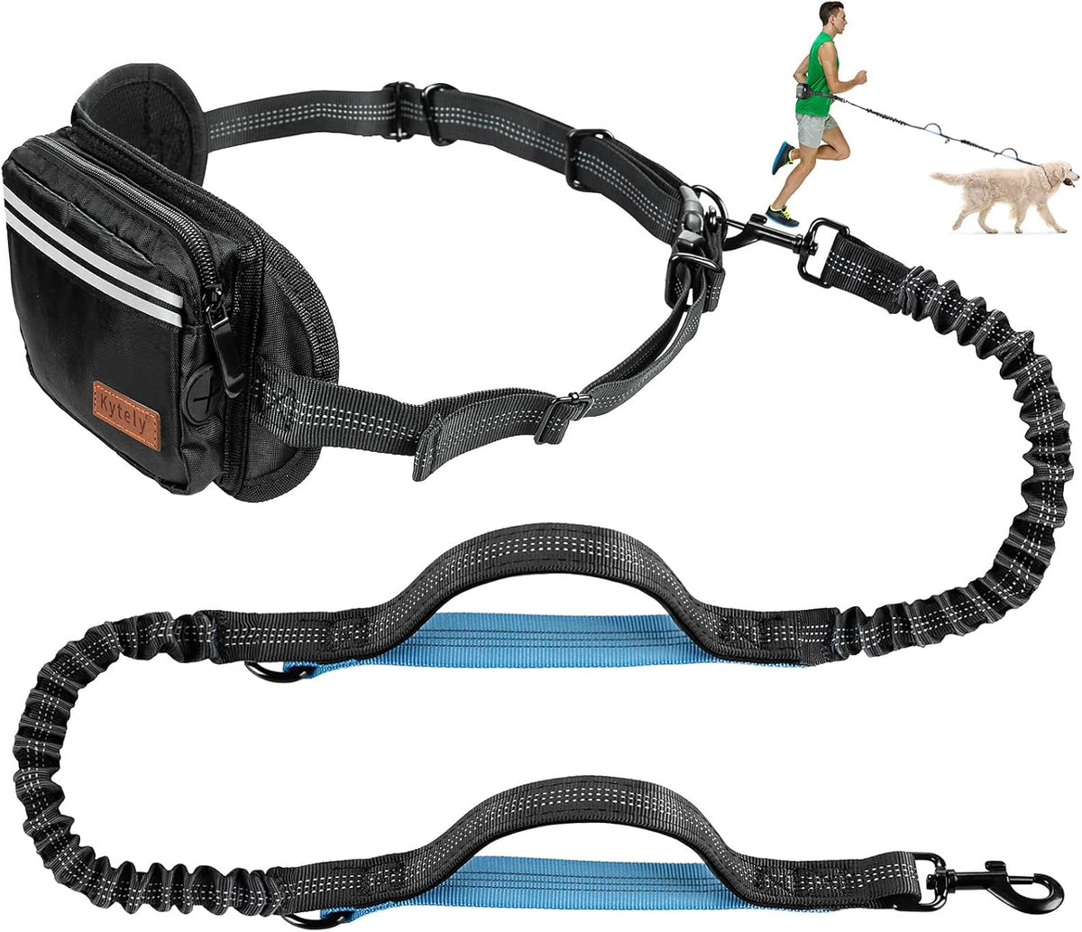Kytely hands free dog leash with zipper pouch front view