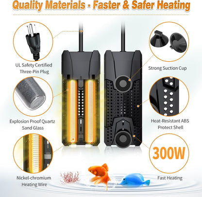 Components of MantaMaze aquarium heater in packaging