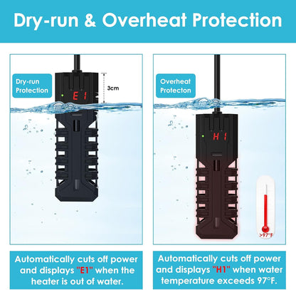 Side profile of Devopet 5.3 inch aquarium heater