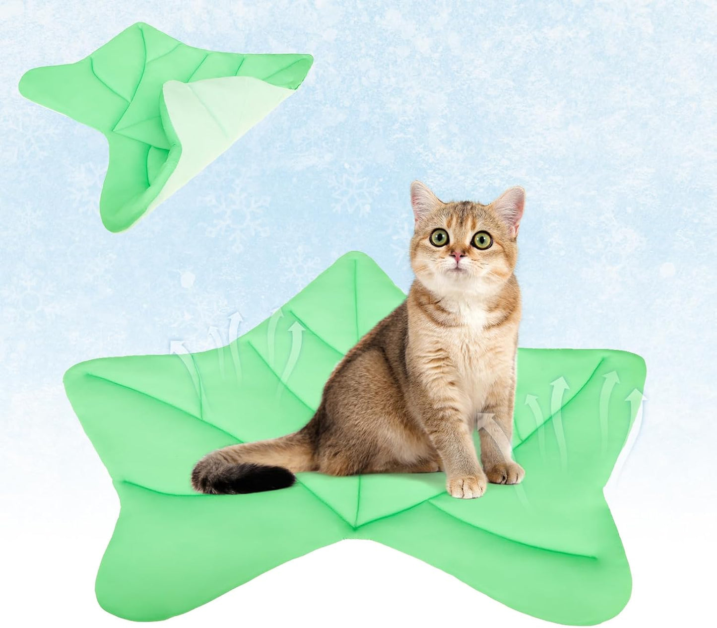 KOOLTAIL Cat Cooling Mat, Upgraded Two Sided Cooling Pad for Dogs Cats Puppy, Soft Summer Pet Sleeping Blanket Kennel to Keeping Cool, Washable Dog Mats for Crate Sofa Bed Outdoor Indoor, Leaf Shaped - Image 10