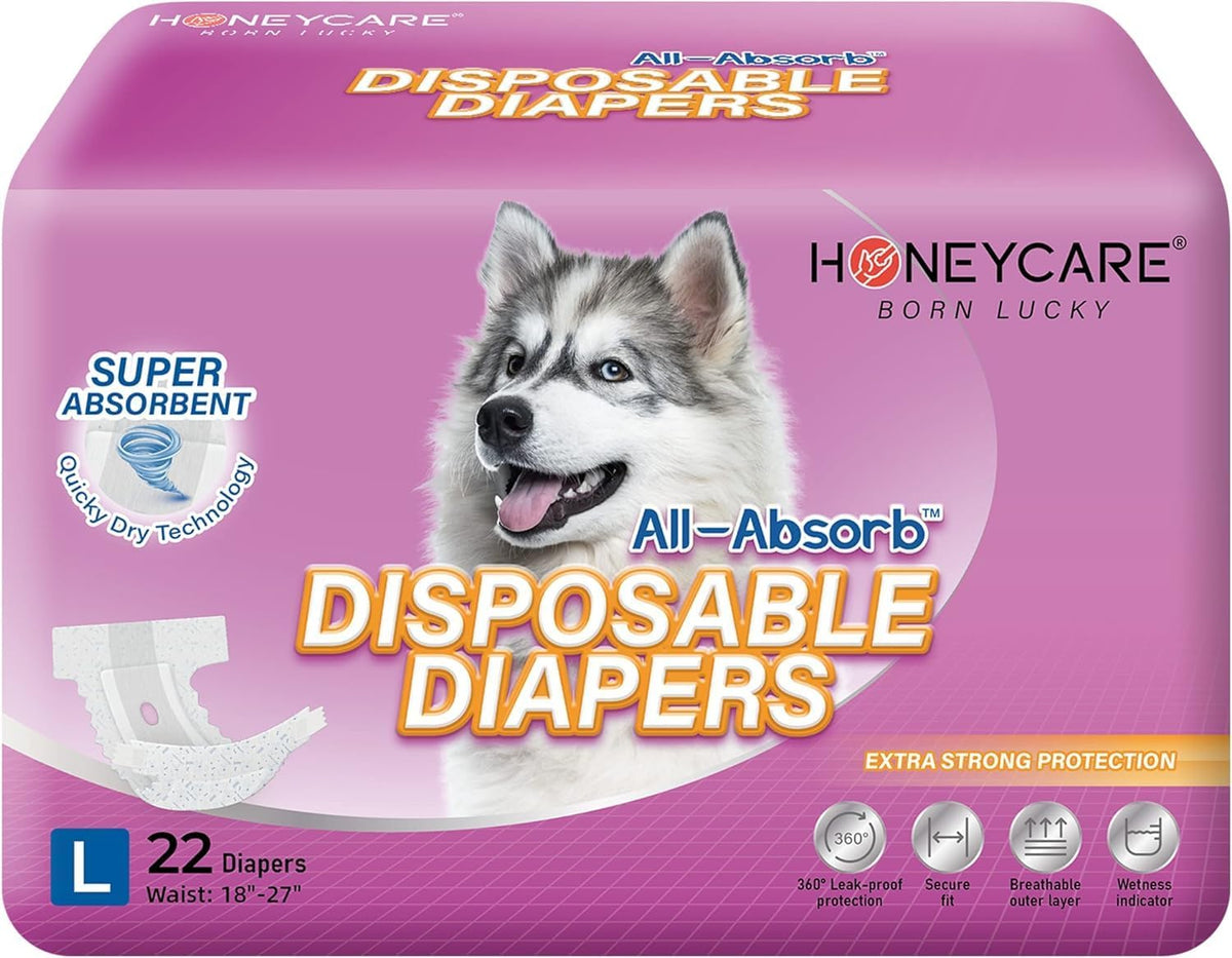 HONEY CARE All-Absorb Disposable Female Dog Diapers Small Size, Improved, 40 Count, Super Absorbent, Breathable, Wetness Indicator (Pack of 1, 40 Count Total) - Image 10
