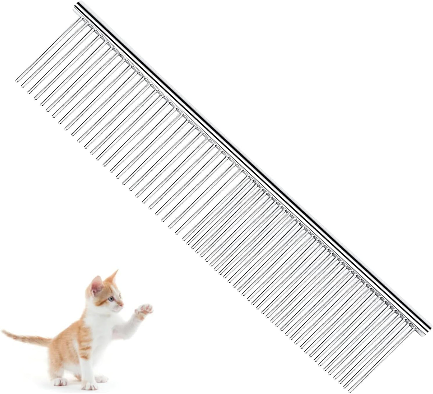 PETTOM stainless steel pet grooming comb front view professional cat shedding brush