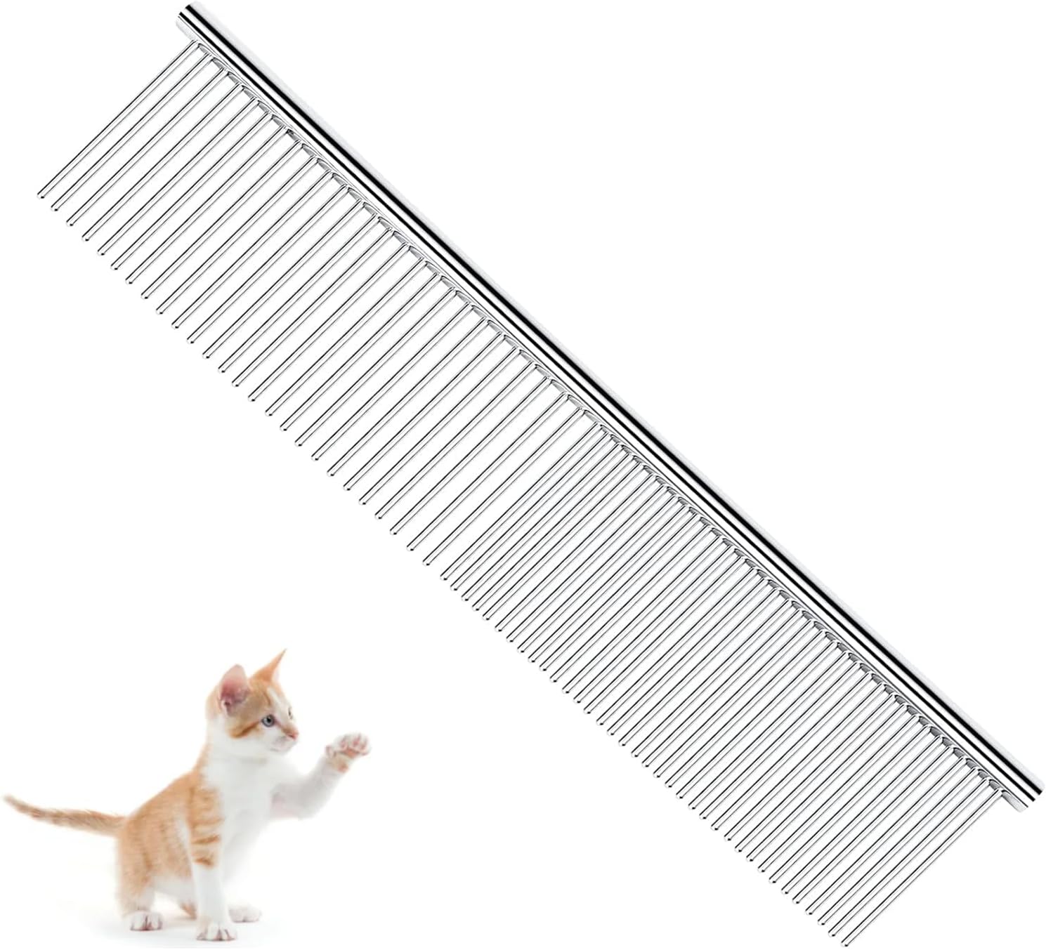 PETTOM stainless steel pet grooming comb front view professional cat shedding brush