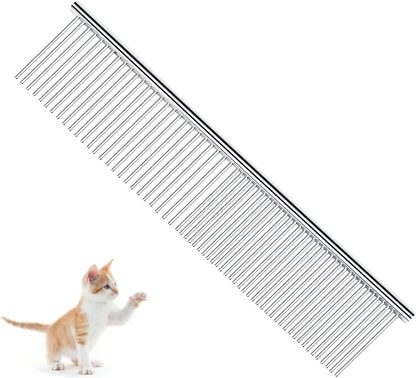PETTOM stainless steel pet grooming comb front view professional cat shedding brush