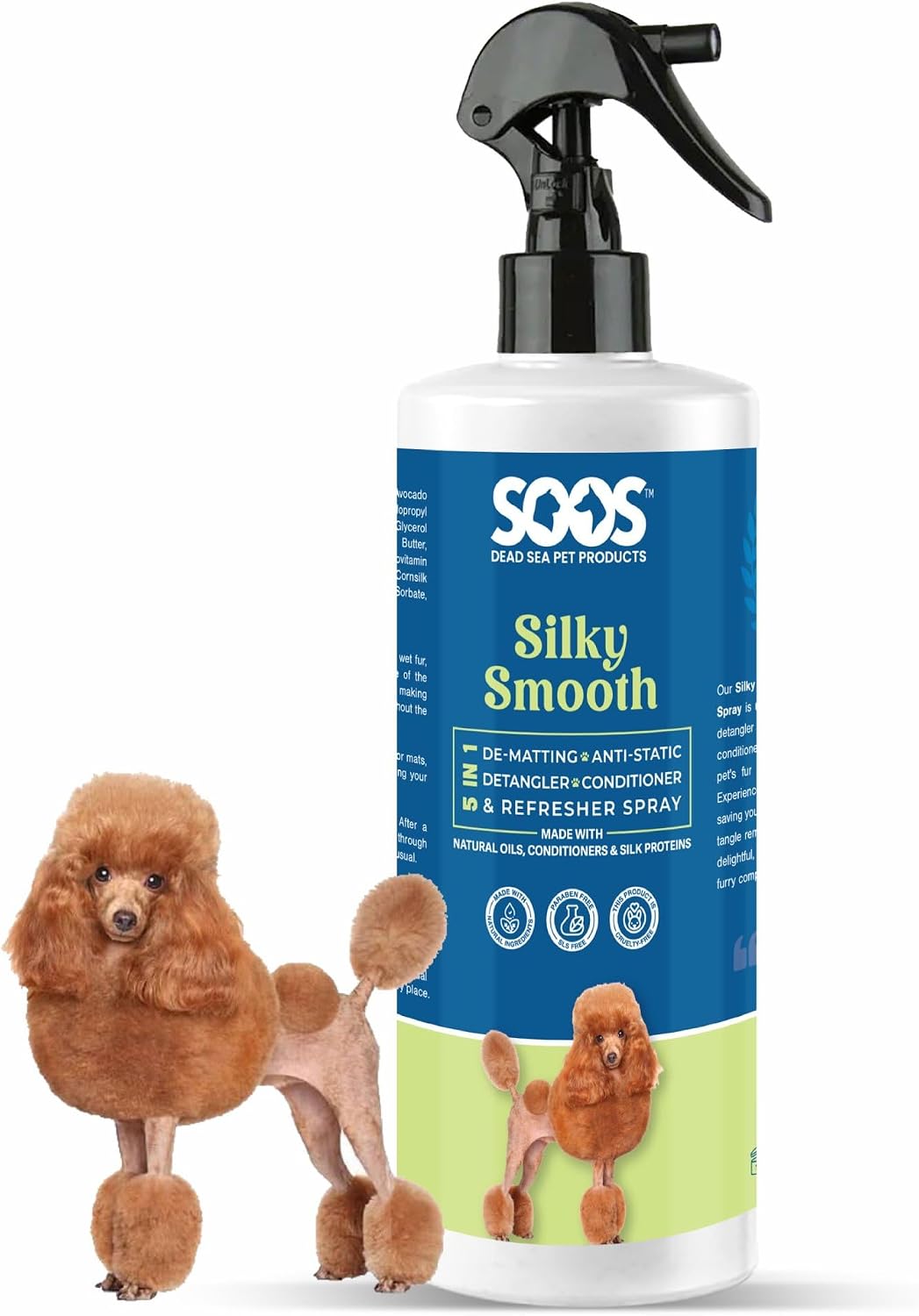 Soos Pet Silky Smooth 5-in-1 conditioning spray 500ml front bottle view