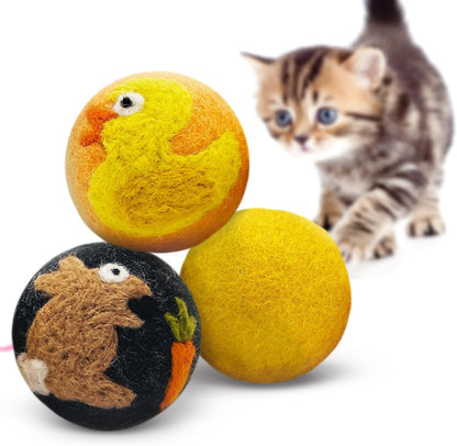 Hustle & Blush Love Ewe Felted Cat Toys 3 Pack - 2 Inch Fish & Bird Hand Made Cute & Fun Design Kitten Wool Felt Balls for Indoor Play & Exercise - 100% New Zealand Handmade Felted Balls - Image 13