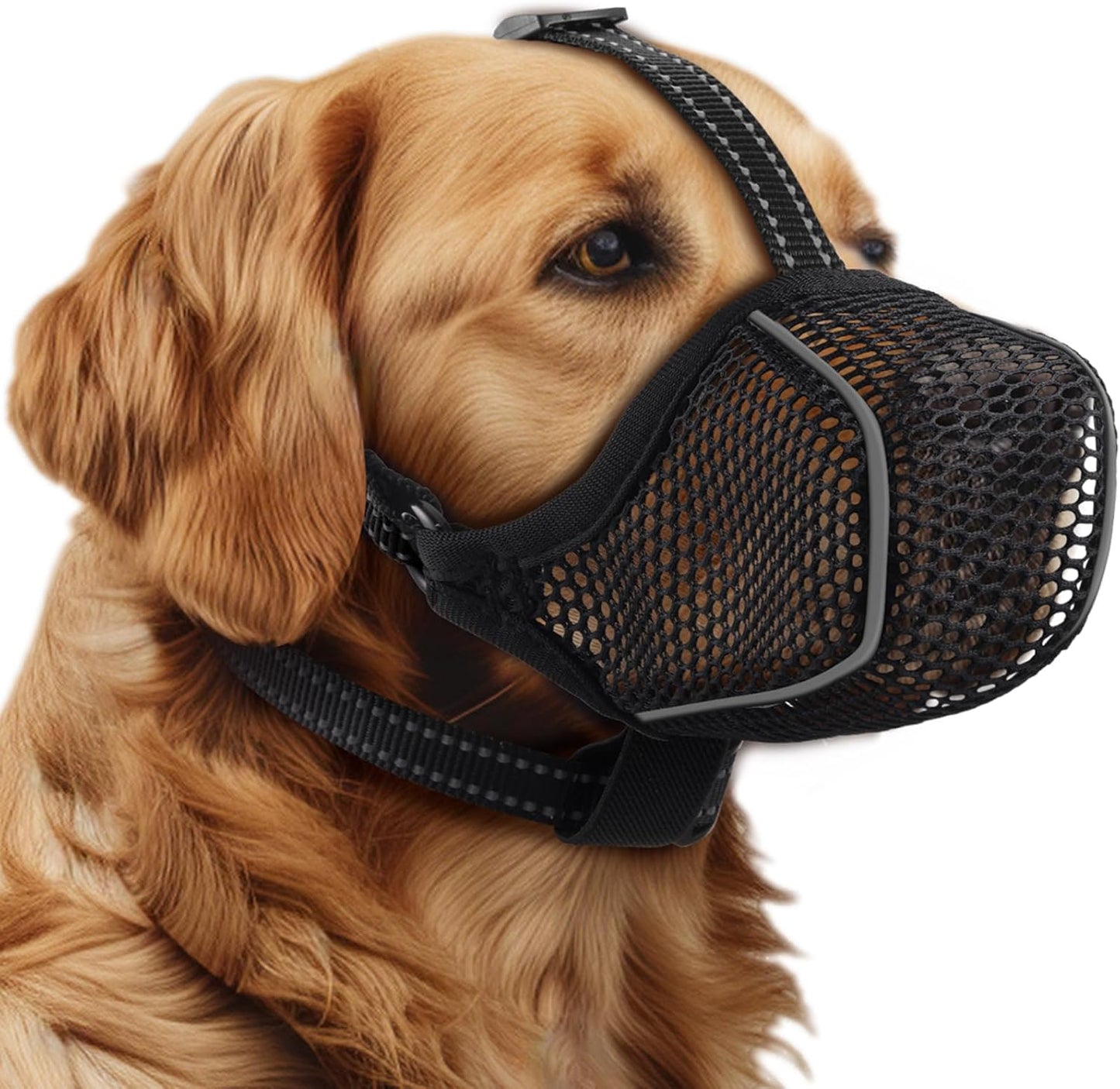 Bonthee mesh dog muzzle front view for pet safety