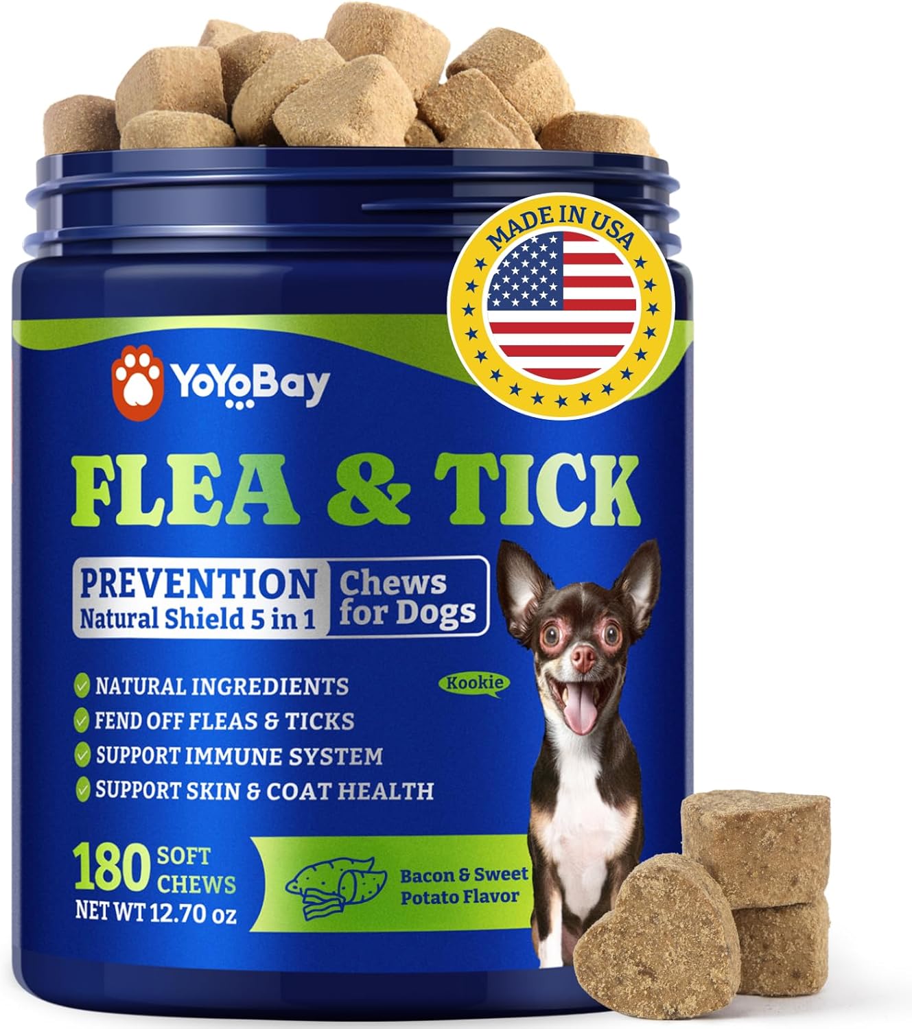 Flea & Tick Prevention for Dogs Chewables, Natural Dog Flea and Tick Control Treatment, Oral Flea Pills, Dogs Supplement, Natural Shield 5-in-1 Protection, Beef & Carrot Flavor, 180 Soft Chews - Image 12