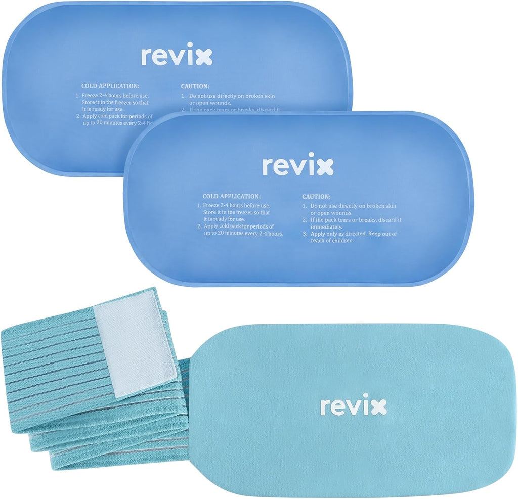 Revix reusable hot and cold gel ice packs set front view