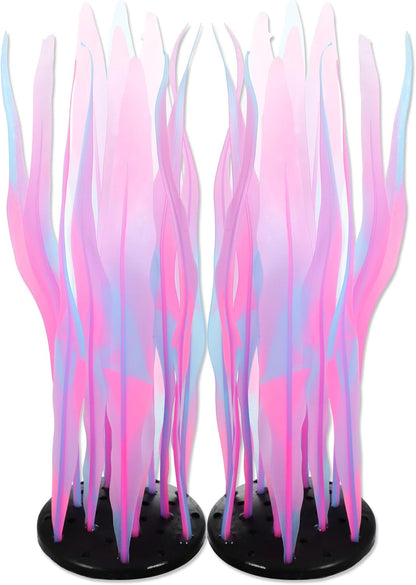 CAPASTEC aquarium glowing kelp plant front view showing pink silicone structure