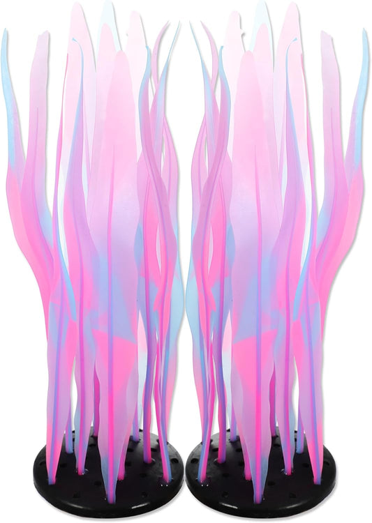 CAPASTEC aquarium glowing kelp plant front view showing pink silicone structure