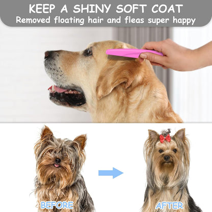 Full collection of the 7 piece imported pet grooming set demonstrating the variety of professional styling options.